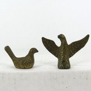Small Brass Bird Figurines Vintage 1 1/2 Inch Tall Set of 2